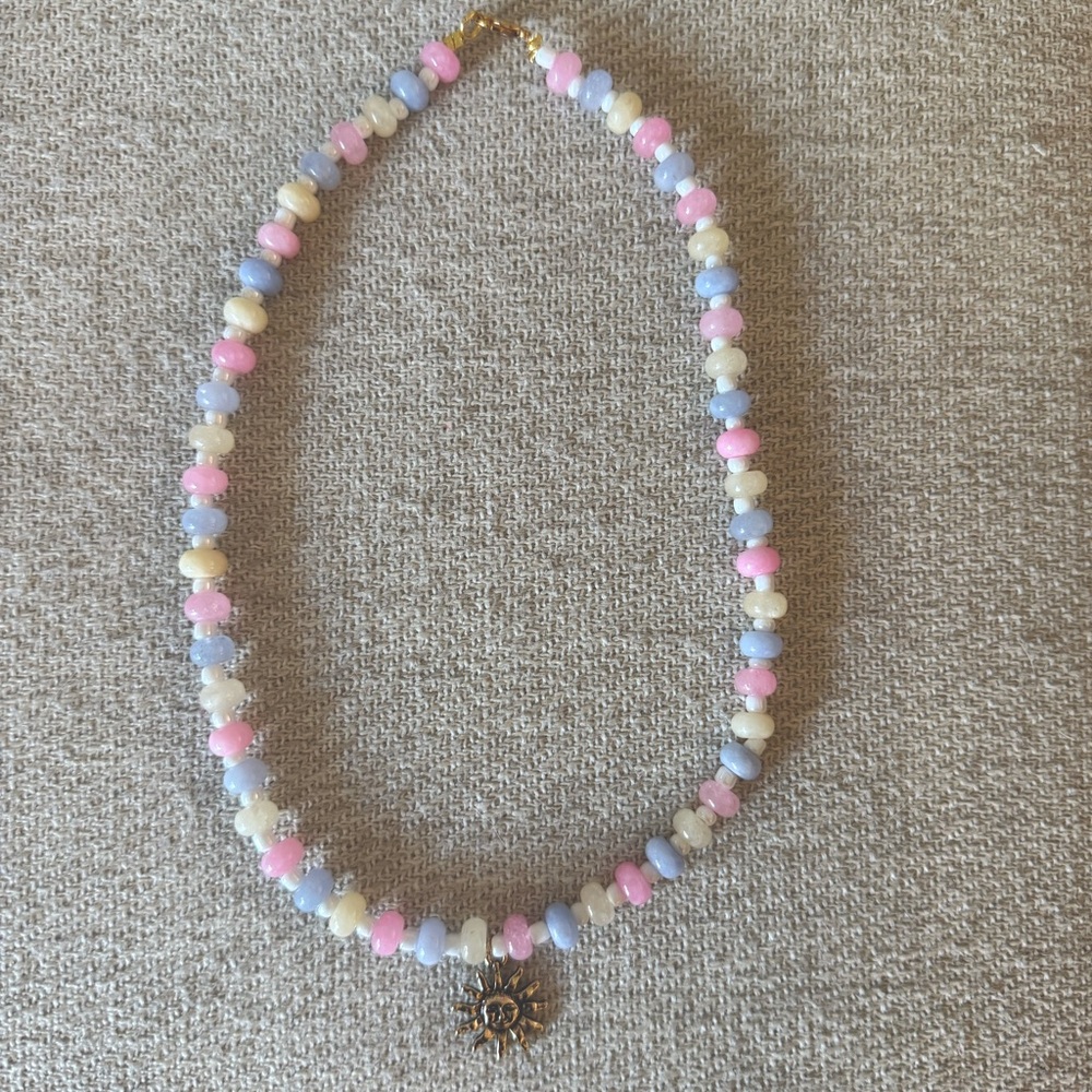 Pastel beaded sun charmed necklace